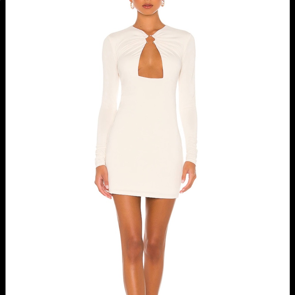 Camila Coelho x Revolve Amelie Mini Dress in Beige